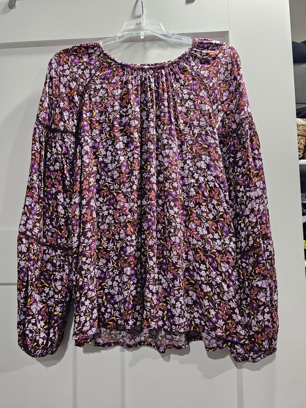Floral Peasant Blouse - Purple Multi